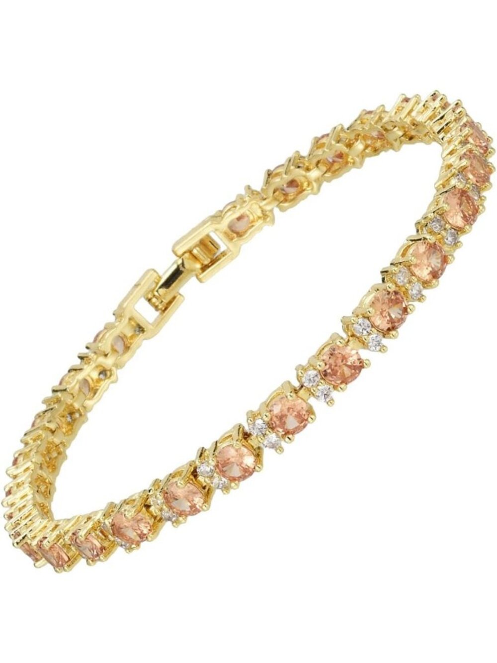 Stunning Eternity Tennis Bracelet - 25 Stone CZ, Gold Plated, Birthstone